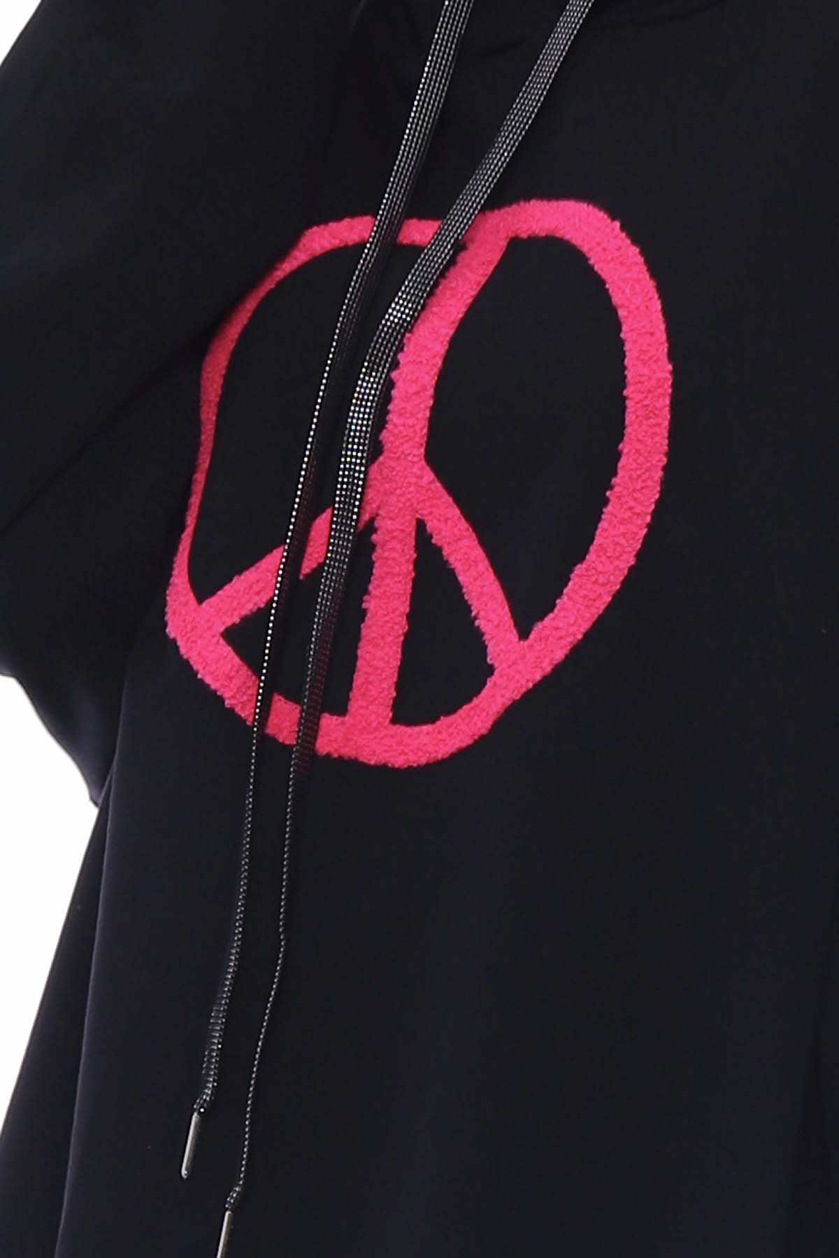 Peace Hooded Cotton Top Black