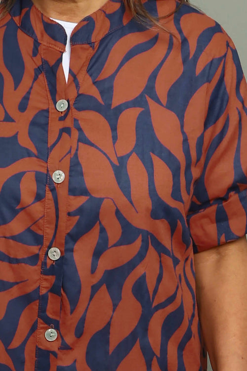 Carlyn Print Button Dress Burnt Orange - Image 3