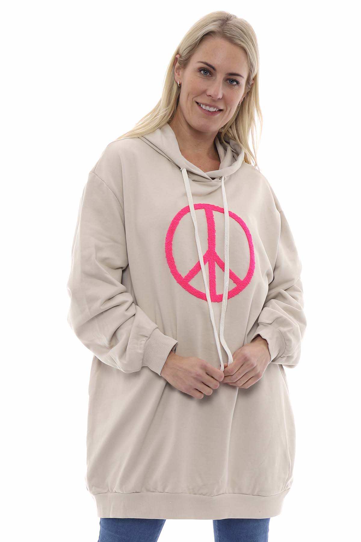 Peace Hooded Cotton Top Stone