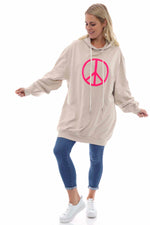 Peace Hooded Cotton Top Stone Stone - Peace Hooded Cotton Top Stone