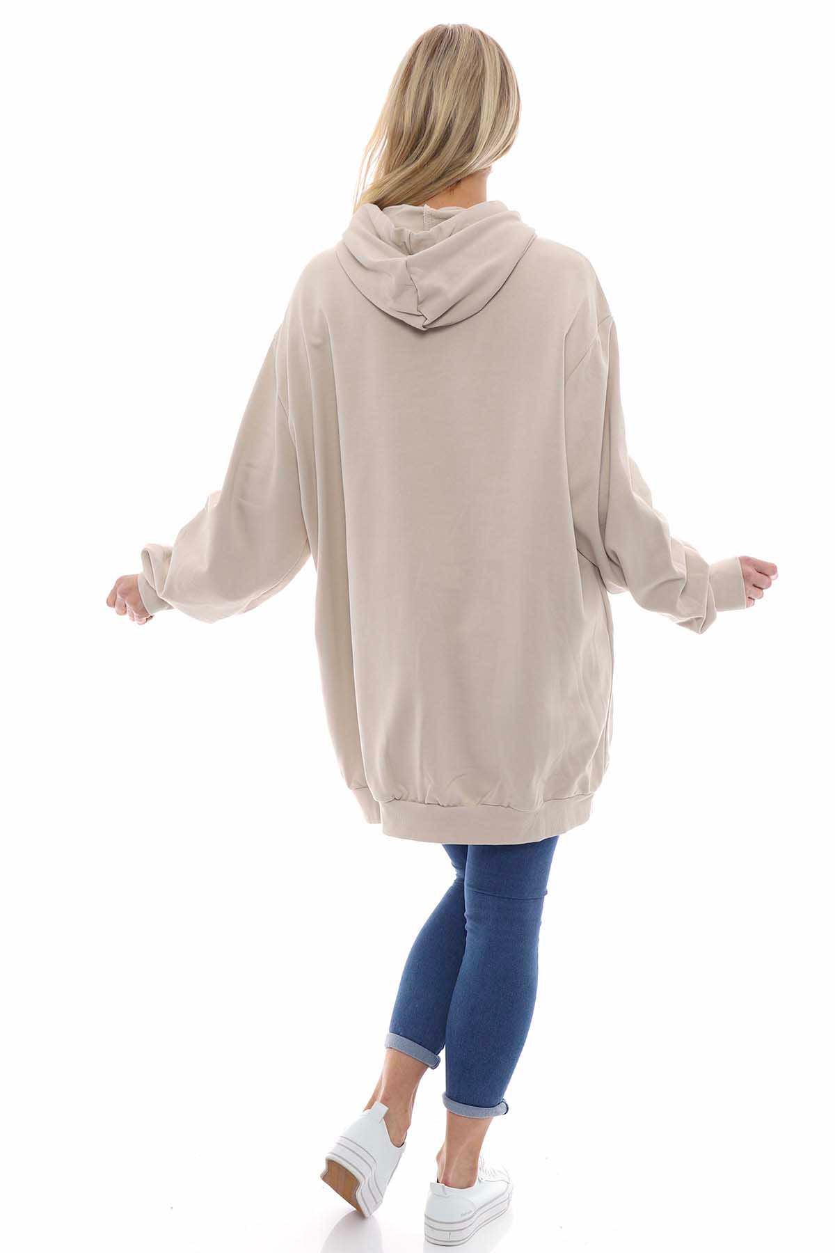 Peace Hooded Cotton Top Stone
