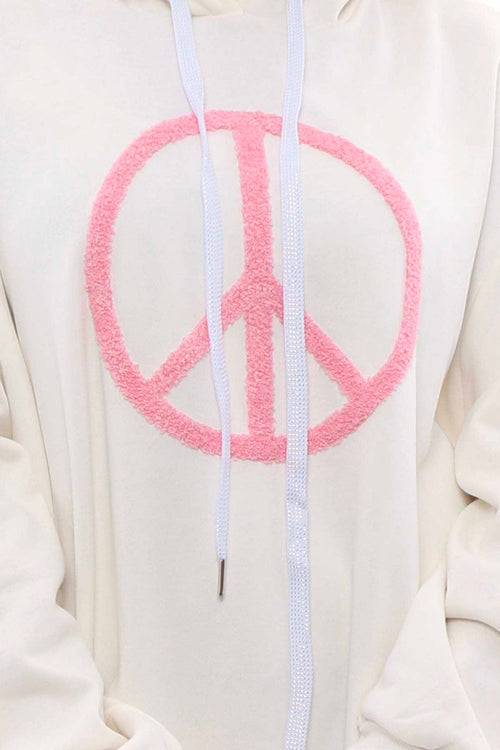 Peace Hooded Cotton Top White - Image 2