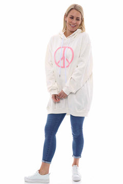 Peace Hooded Cotton Top White
