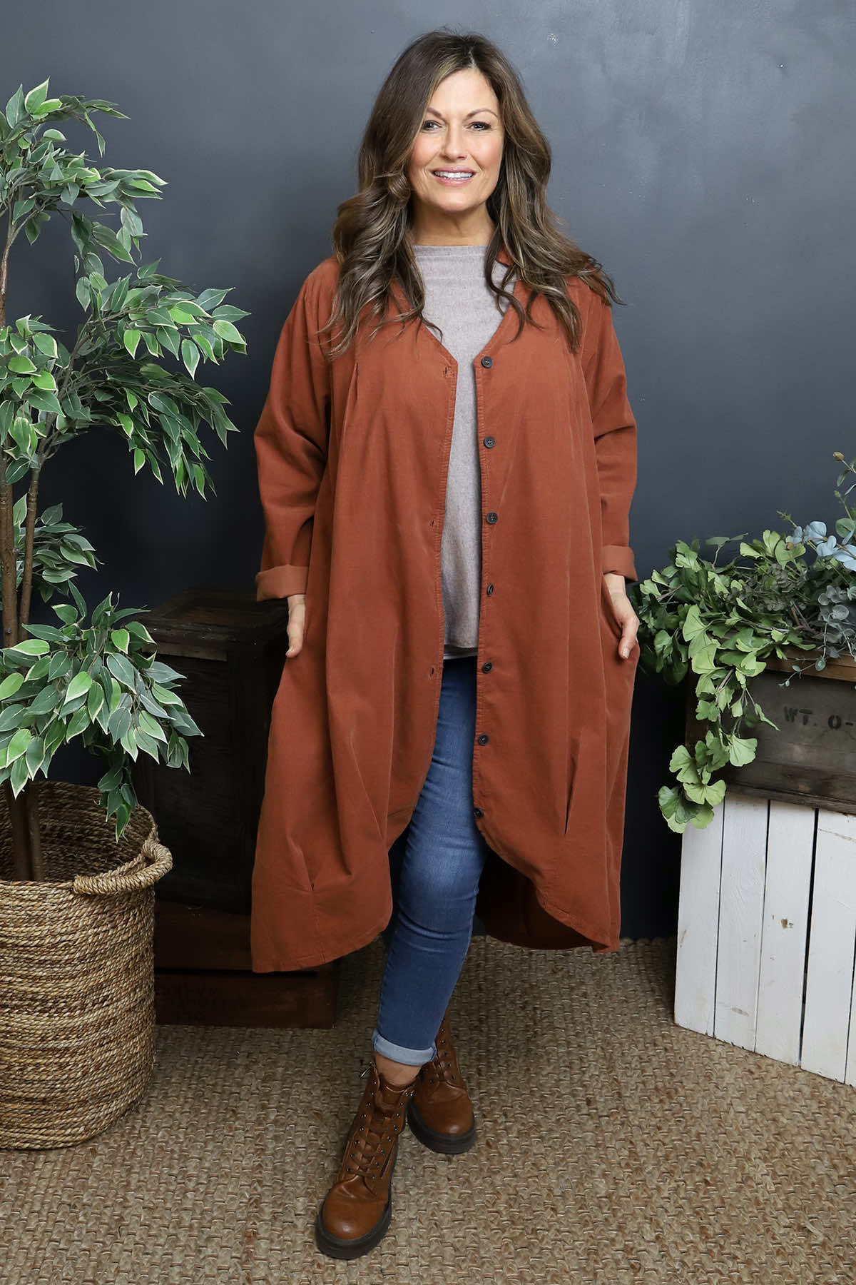 Lacinda Needlecord Jacket Burnt Orange