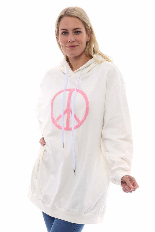 Peace Hooded Cotton Top White - Image 3