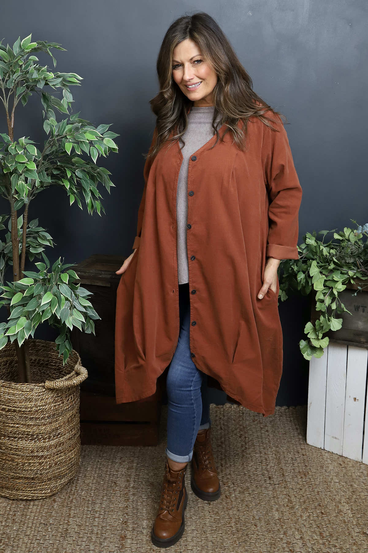 Lacinda Needlecord Jacket Burnt Orange