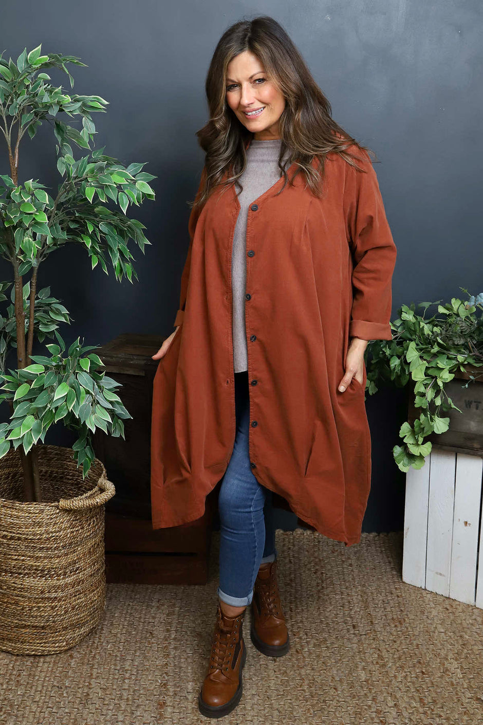 Lacinda Needlecord Jacket Burnt Orange