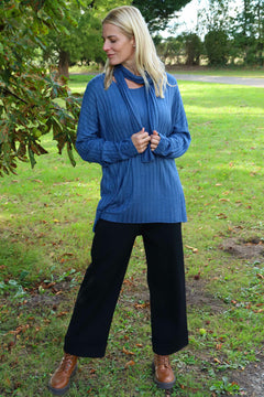 Santana Knitted Scarf Top Blue
