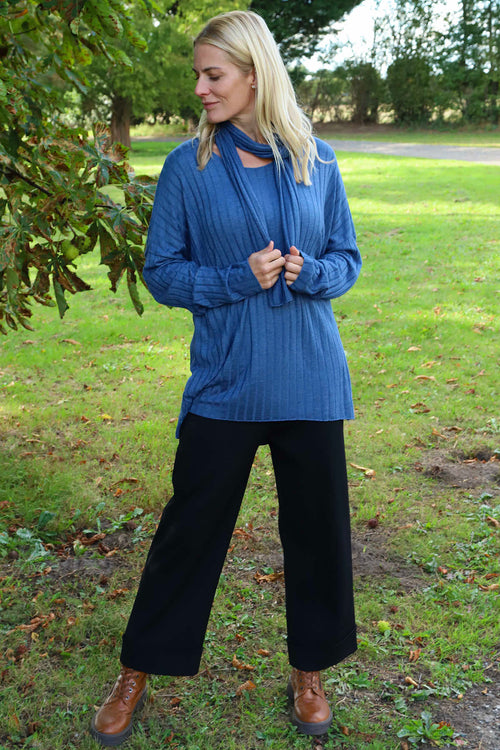 Santana Knitted Scarf Top Blue - Image 1