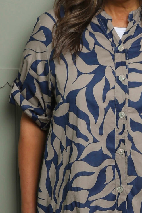 Carlyn Print Button Dress Mocha - Image 3