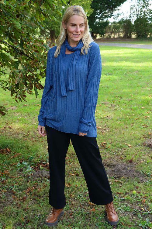 Santana Knitted Scarf Top Blue - Image 2