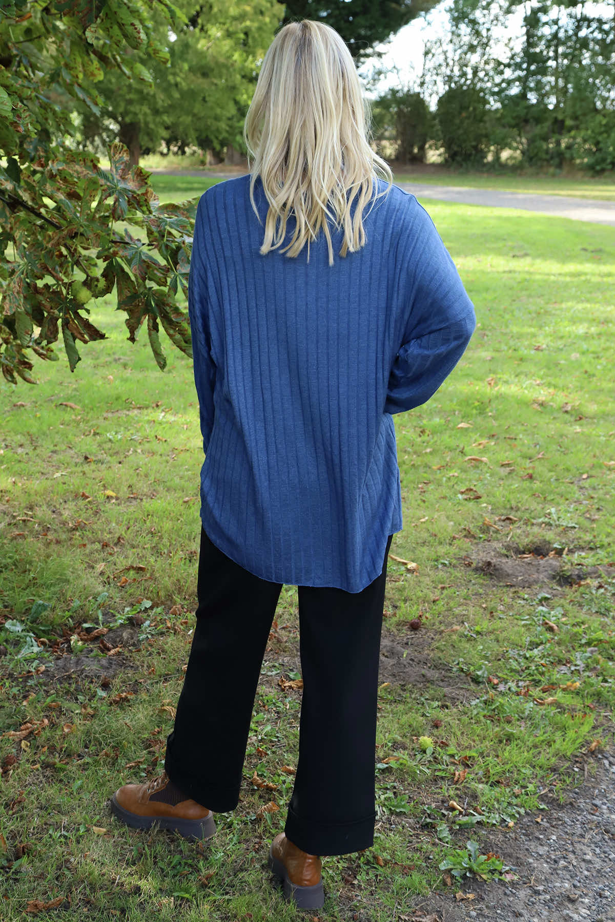 Santana Knitted Scarf Top Blue