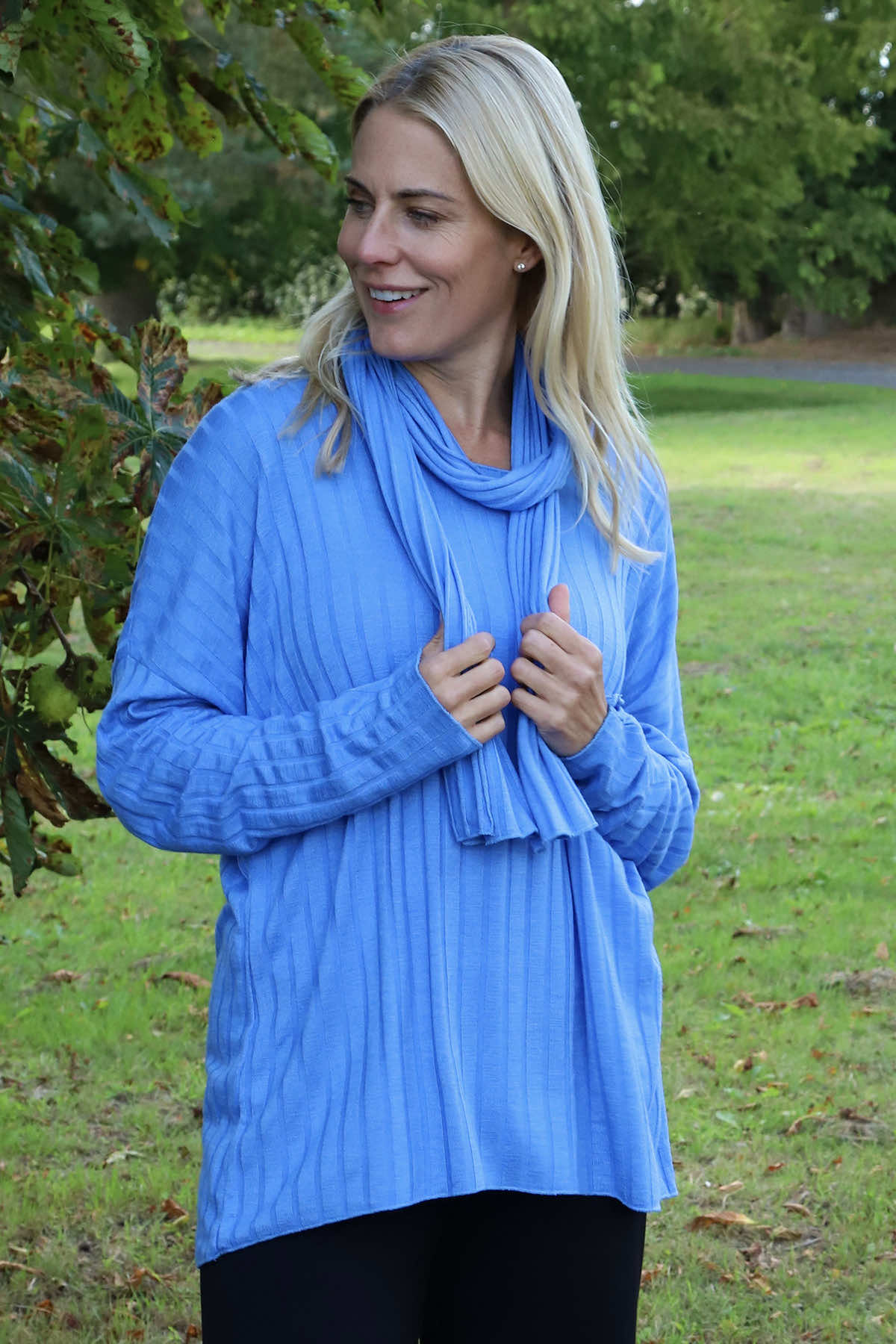 Santana Knitted Scarf Top Cobalt