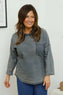 Amelie Washed Pocket Cotton Top Charcoal