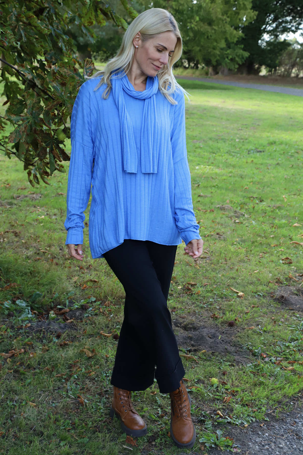 Santana Knitted Scarf Top Cobalt