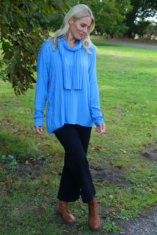 Santana Knitted Scarf Top Cobalt - Image 1