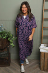 Carlyn Print Button Dress Purple