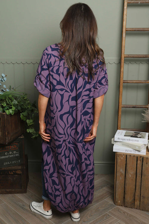 Carlyn Print Button Dress Purple - Image 4