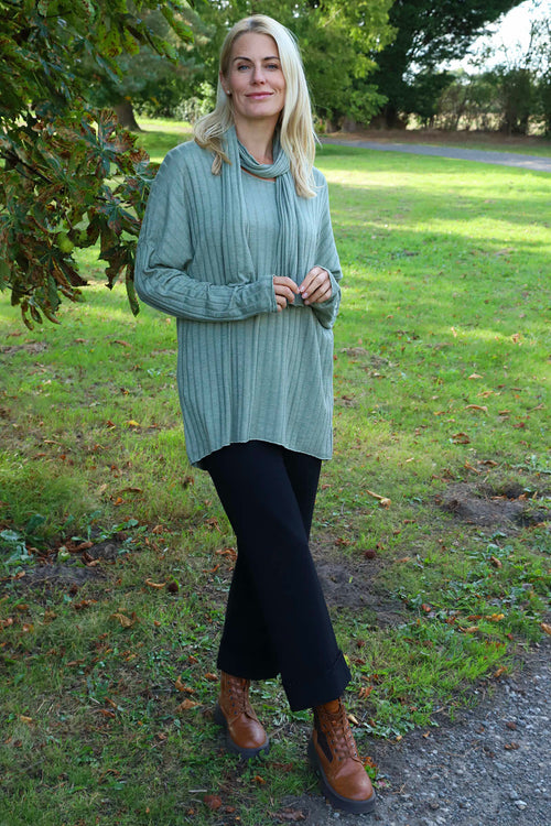 Santana Knitted Scarf Top Khaki - Image 2