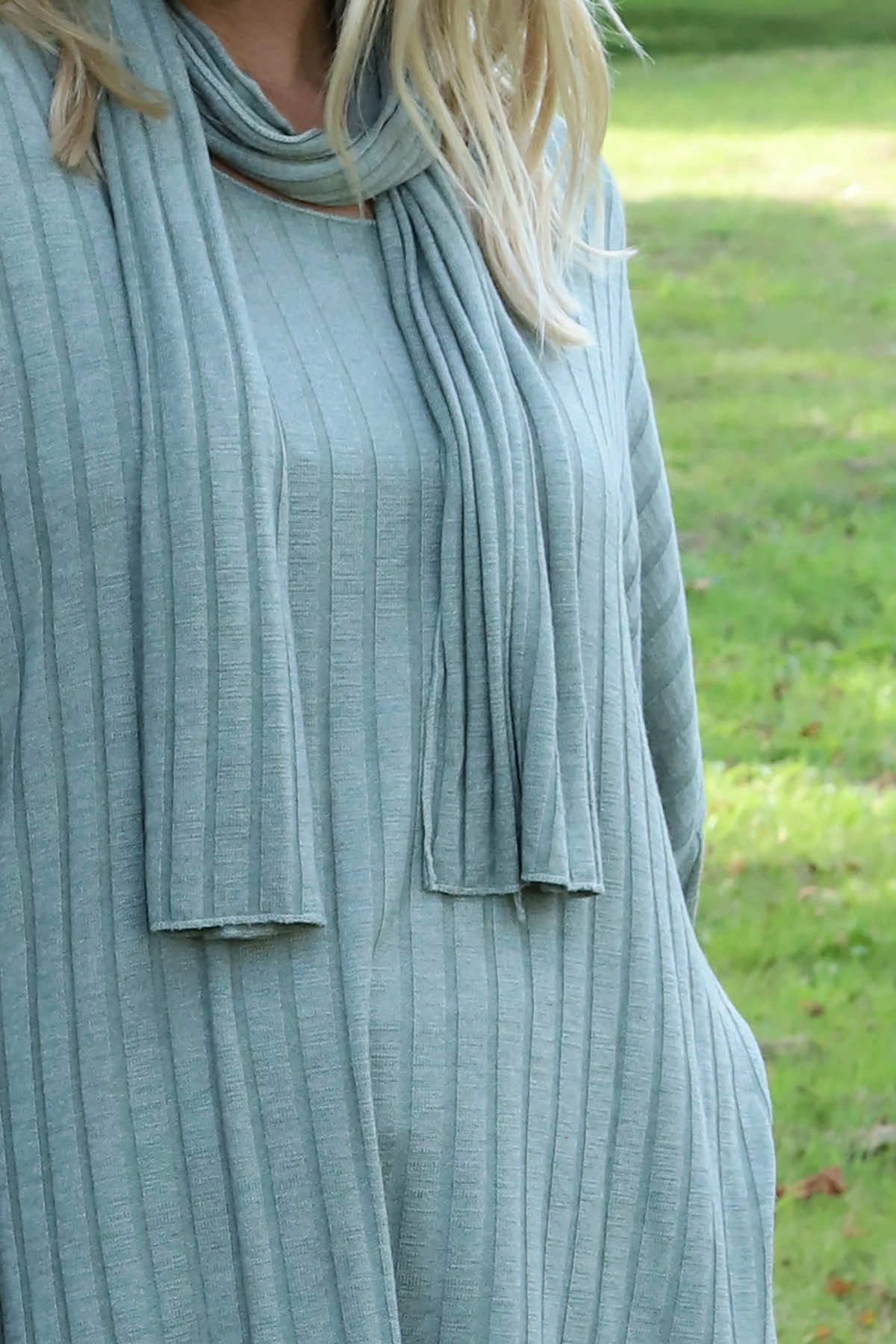 Santana Knitted Scarf Top Khaki