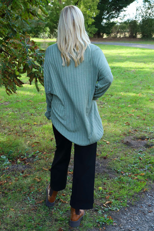 Santana Knitted Scarf Top Khaki - Image 4