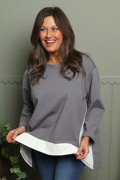 Sukina Contrast Top Mid Grey