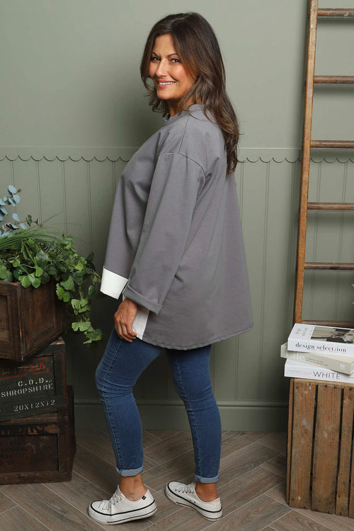 Sukina Contrast Top Mid Grey - Image 4