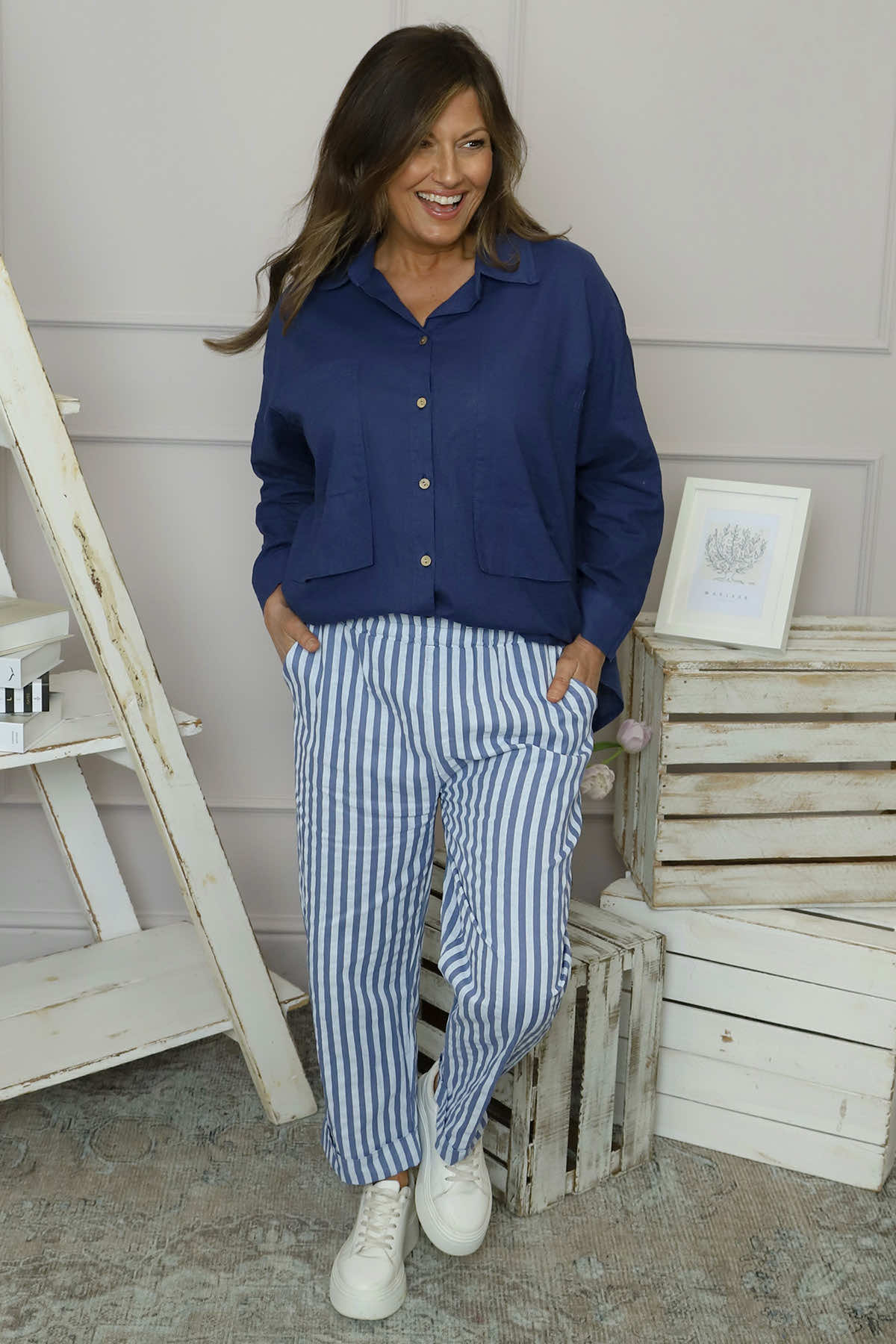 Auden Stripe Trousers Blue