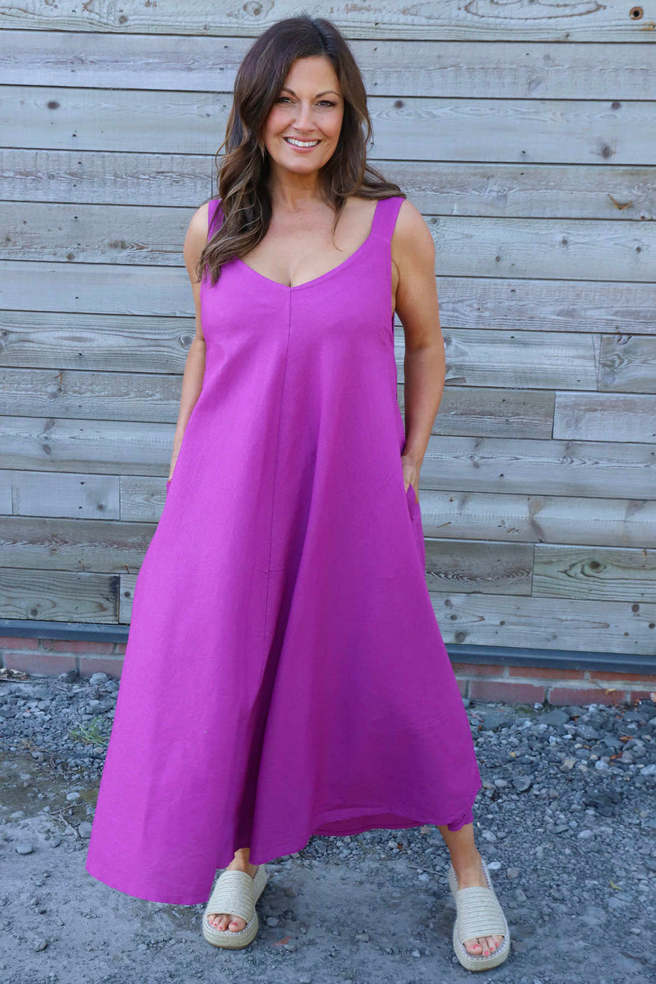 Tiffany Linen Dress Purple