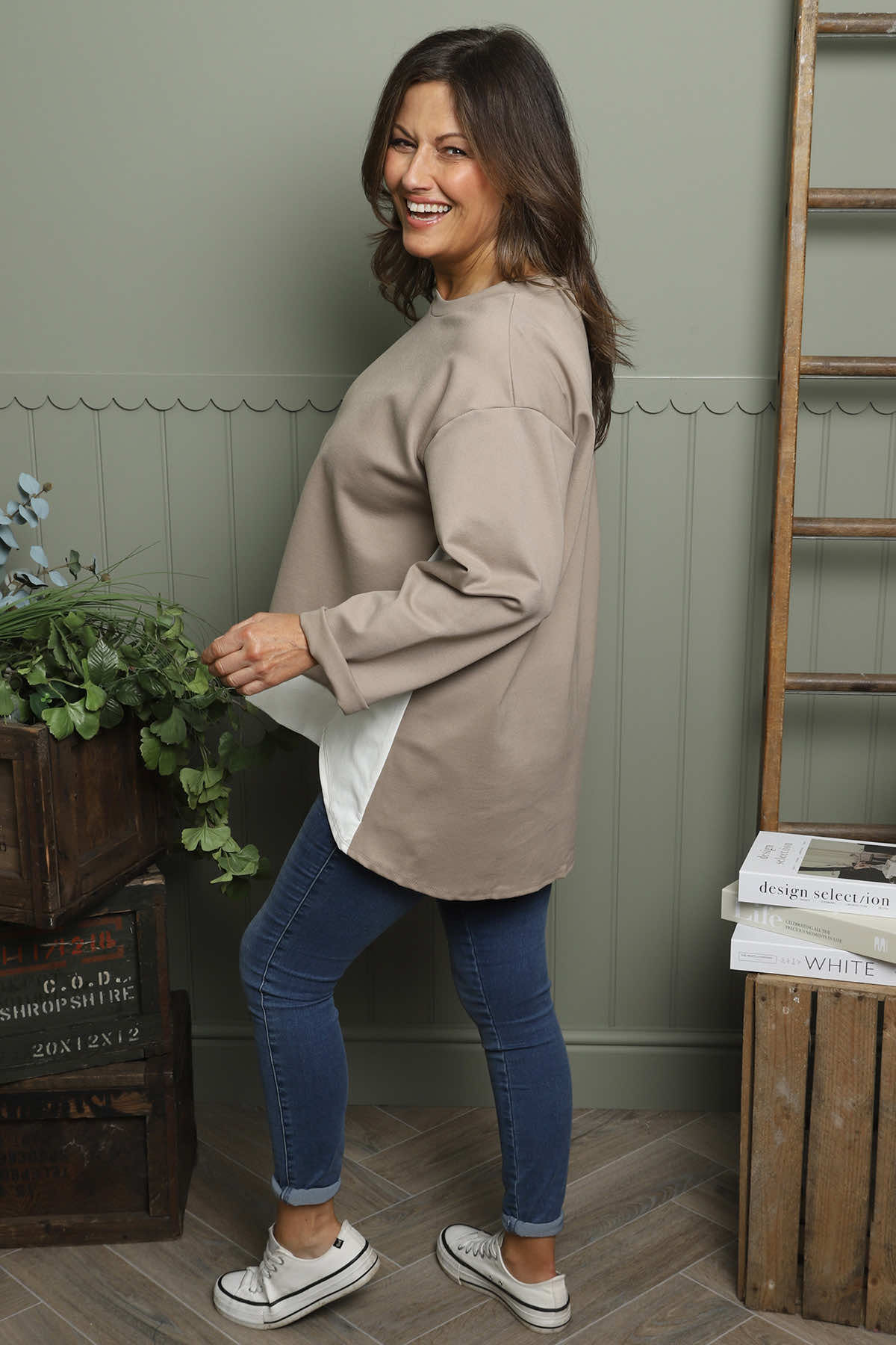 Sukina Contrast Top Light Mocha