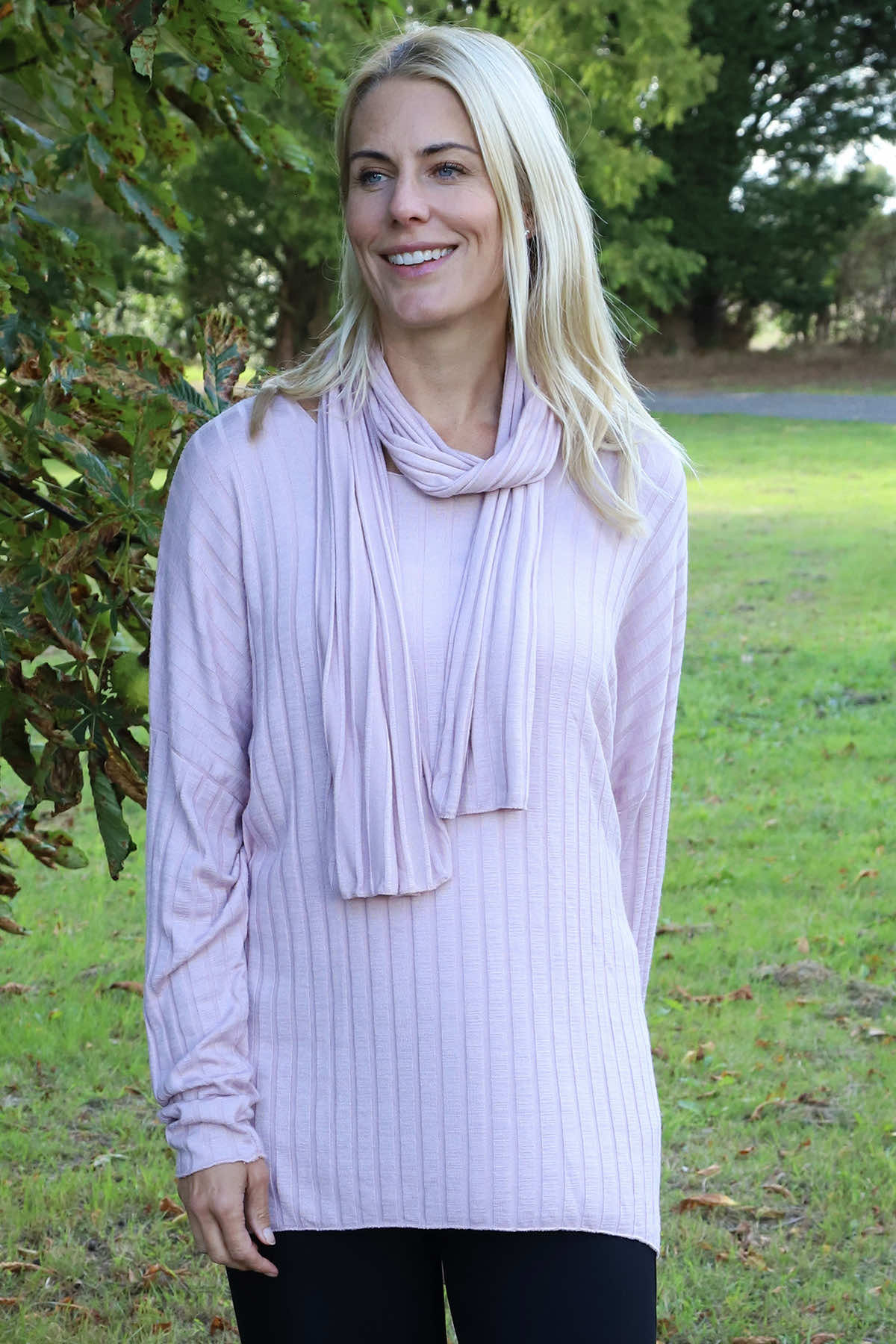 Santana Knitted Scarf Top Pink