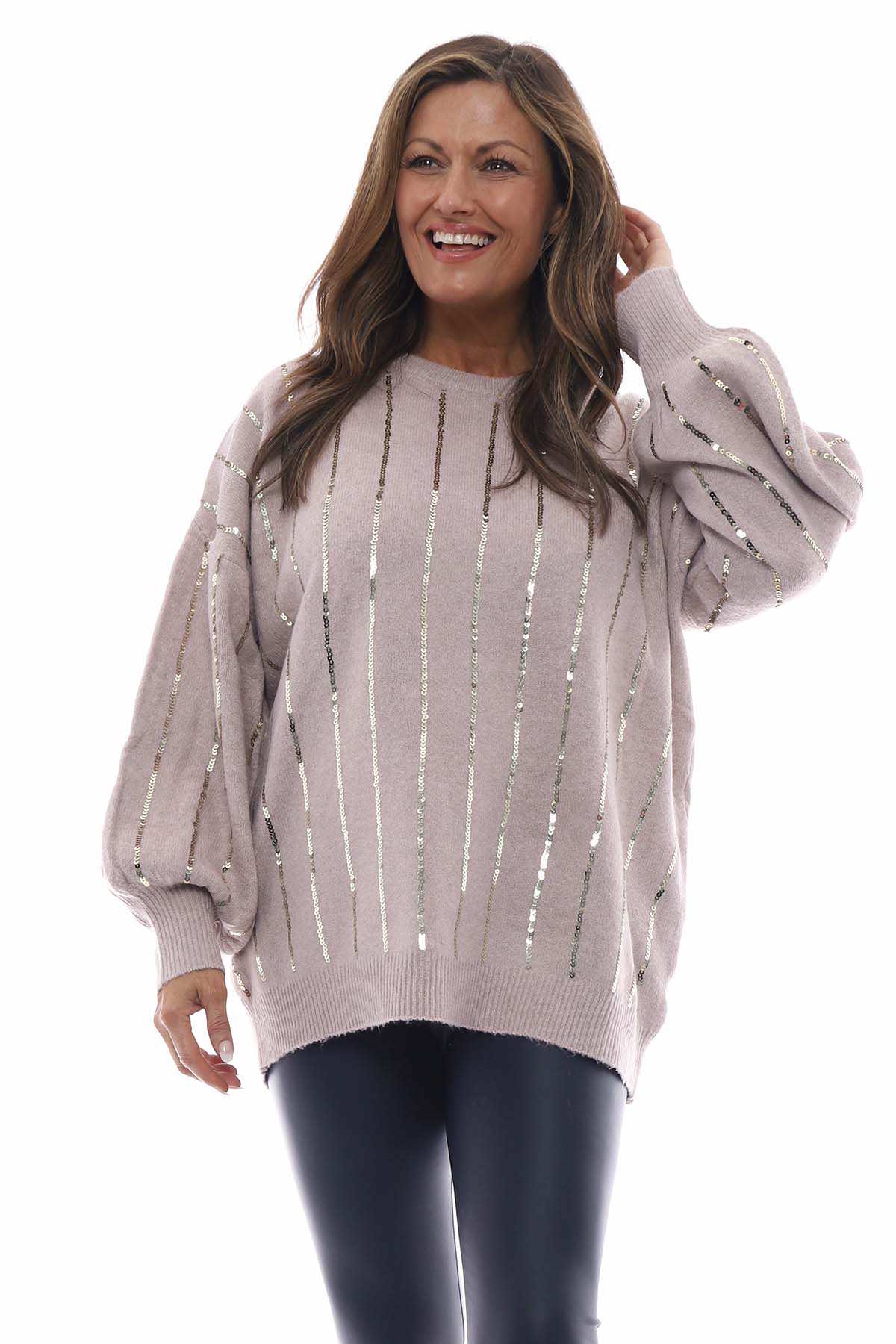 Jerry Sequin Stripe Knitted Jumper Pink