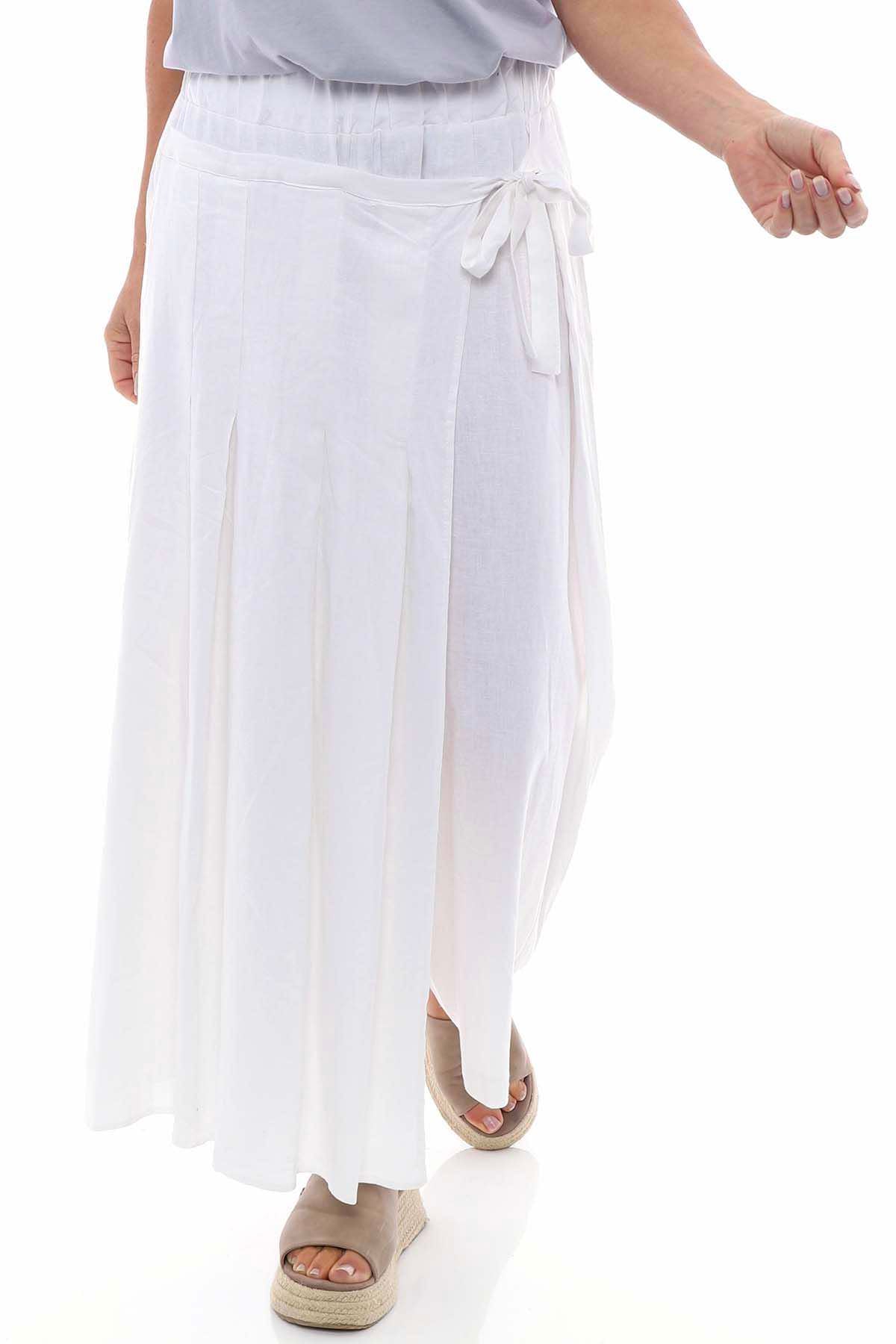 Colyford Skirt Detail Linen Trousers White