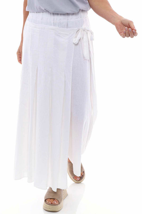 Colyford Skirt Detail Linen Trousers White - Image 5