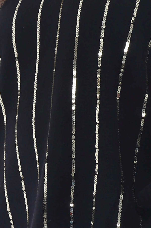 Jerry Sequin Stripe Knitted Jumper Black - Image 6