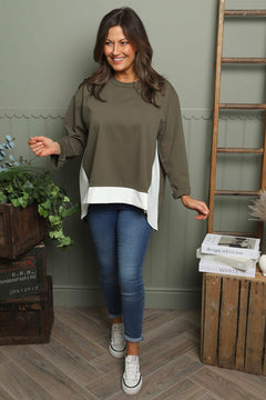 Sukina Contrast Top Khaki