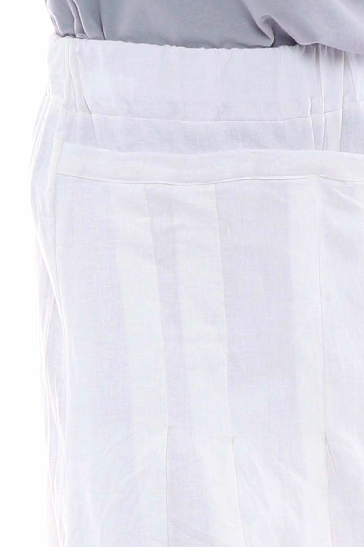 Colyford Skirt Detail Linen Trousers White