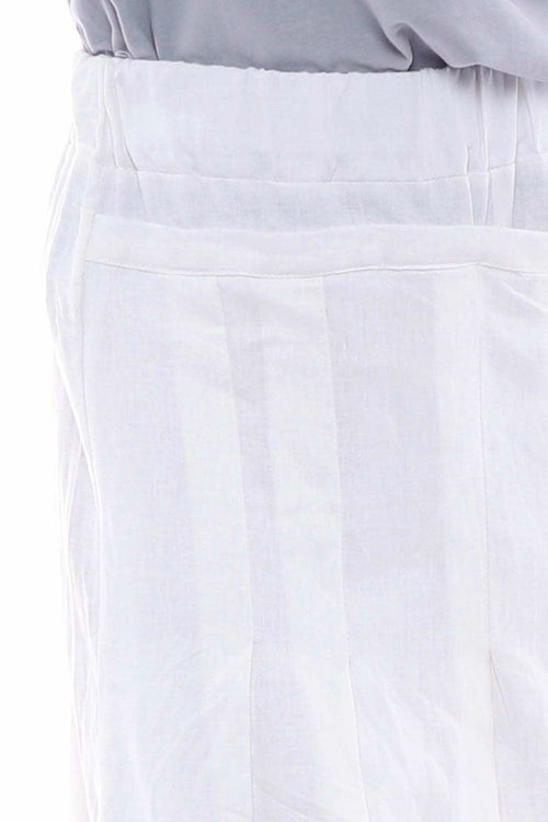 Colyford Skirt Detail Linen Trousers White - Image 3