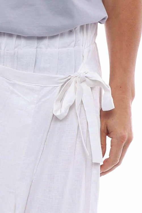 Colyford Skirt Detail Linen Trousers White - Image 2