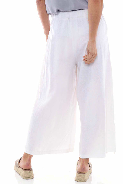 Colyford Skirt Detail Linen Trousers White - Image 6