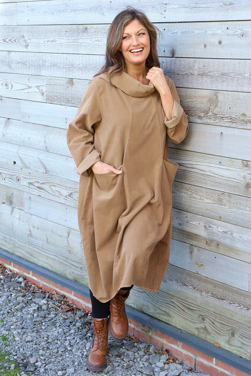 Christie Needlecord Dress Camel
