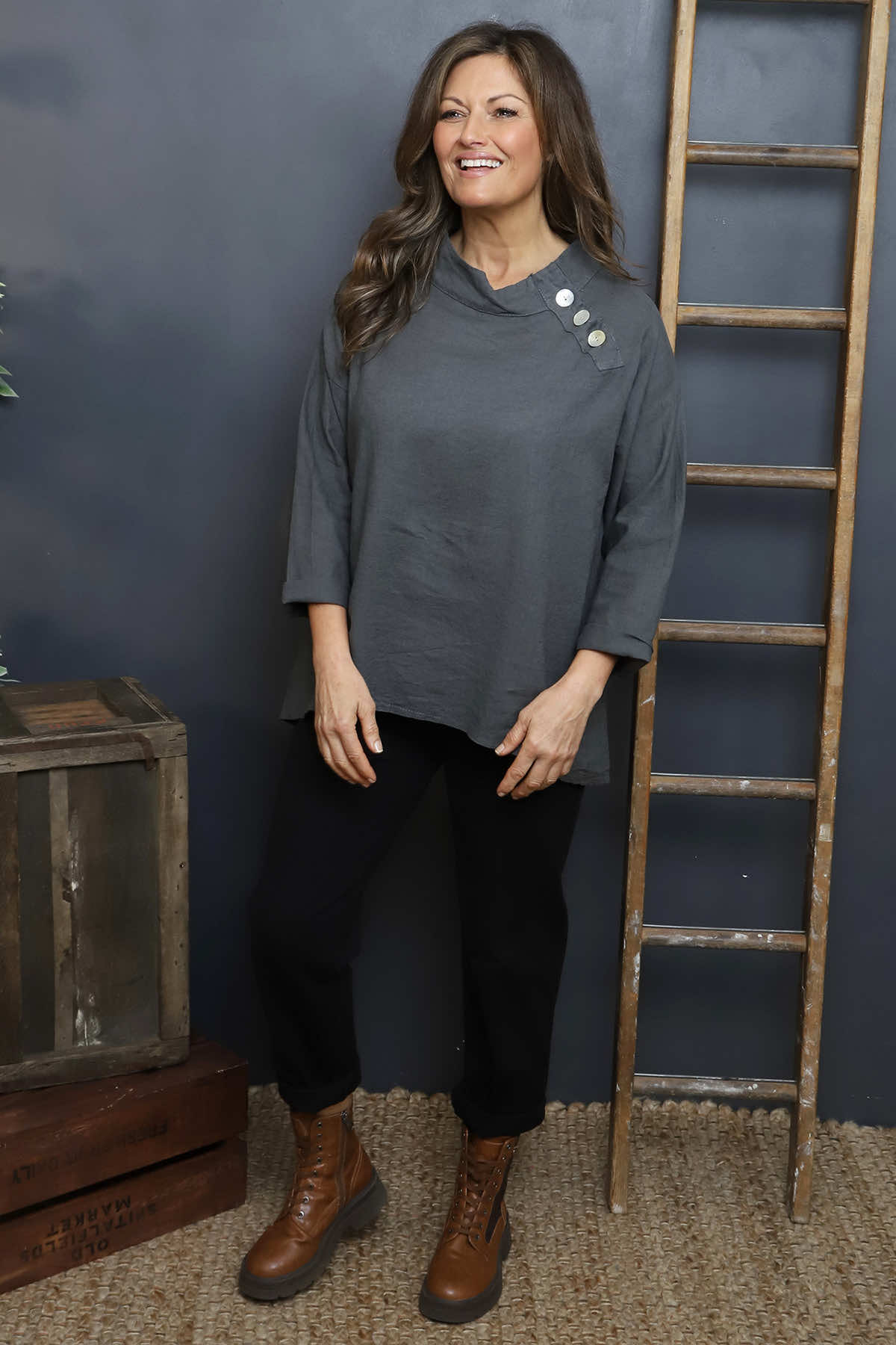 Bradley Linen Top Charcoal