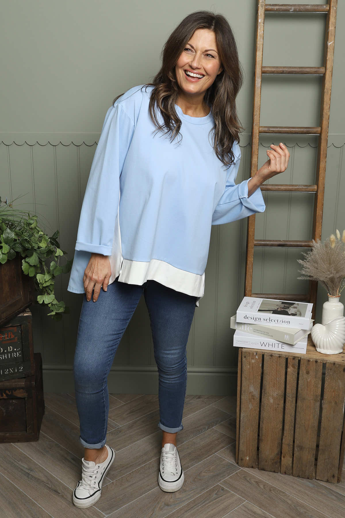 Sukina Contrast Top Powder Blue