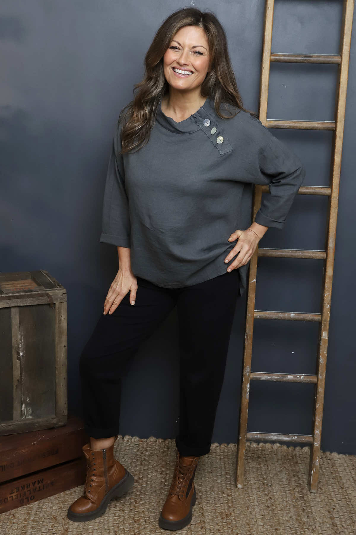 Bradley Linen Top Charcoal