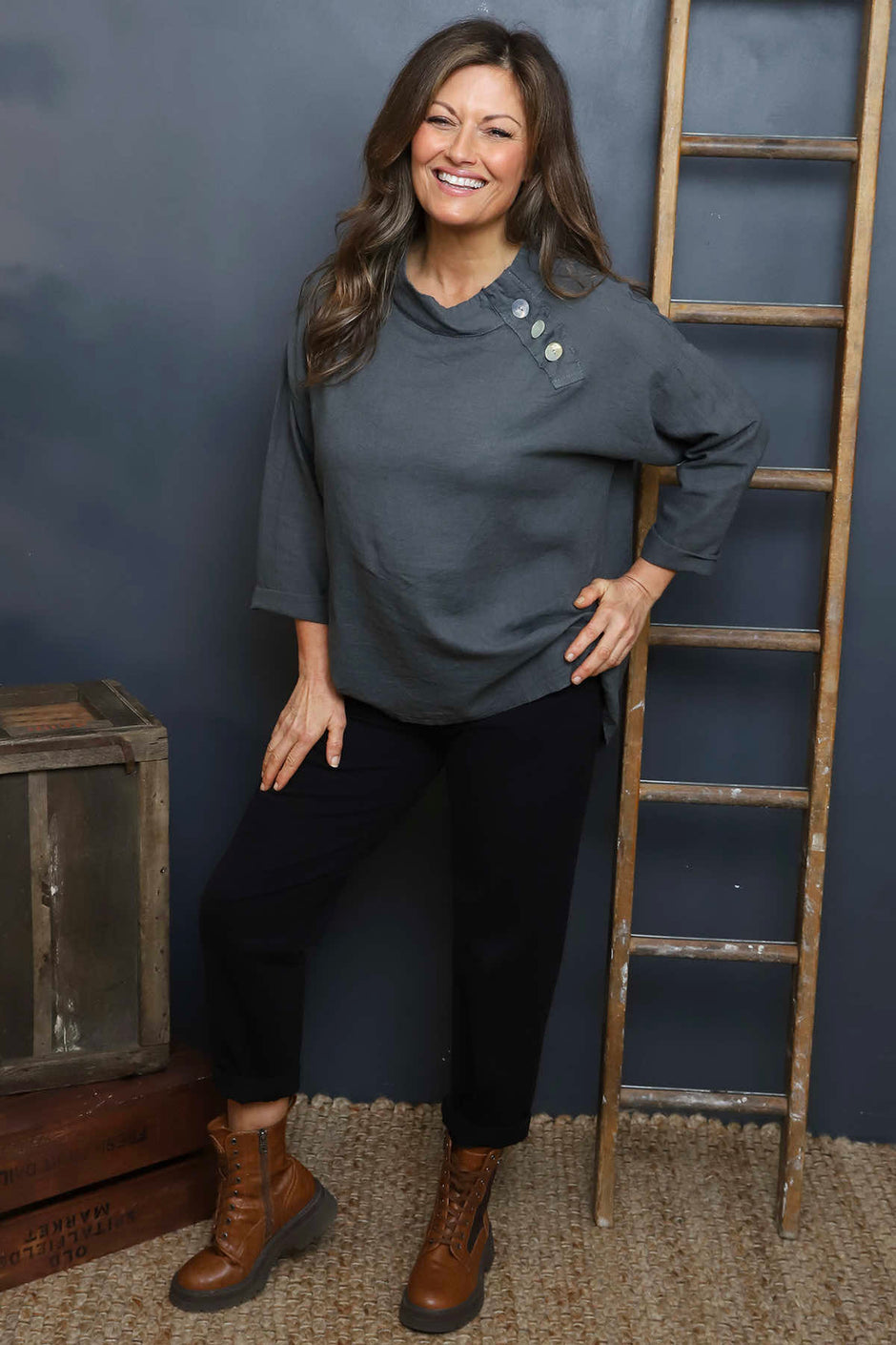 Bradley Linen Top Charcoal