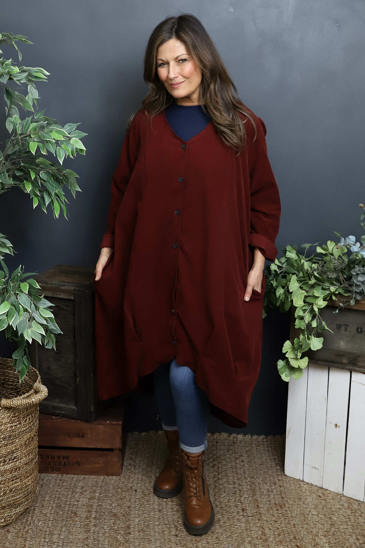 Lacinda Needlecord Jacket Wine