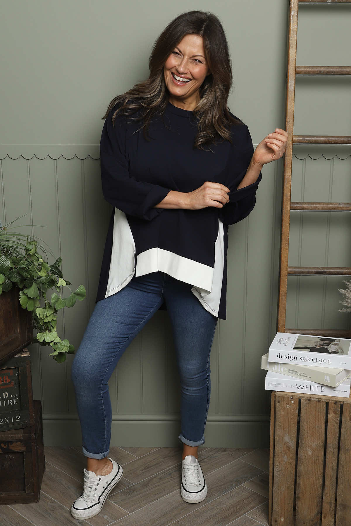 Sukina Contrast Top Navy