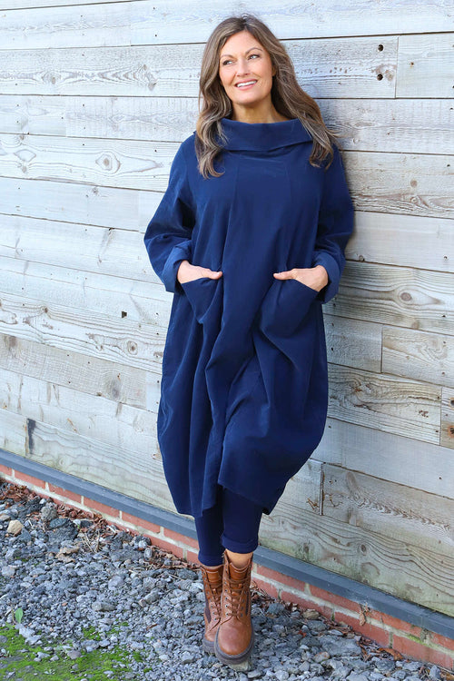 Christie Needlecord Dress Navy