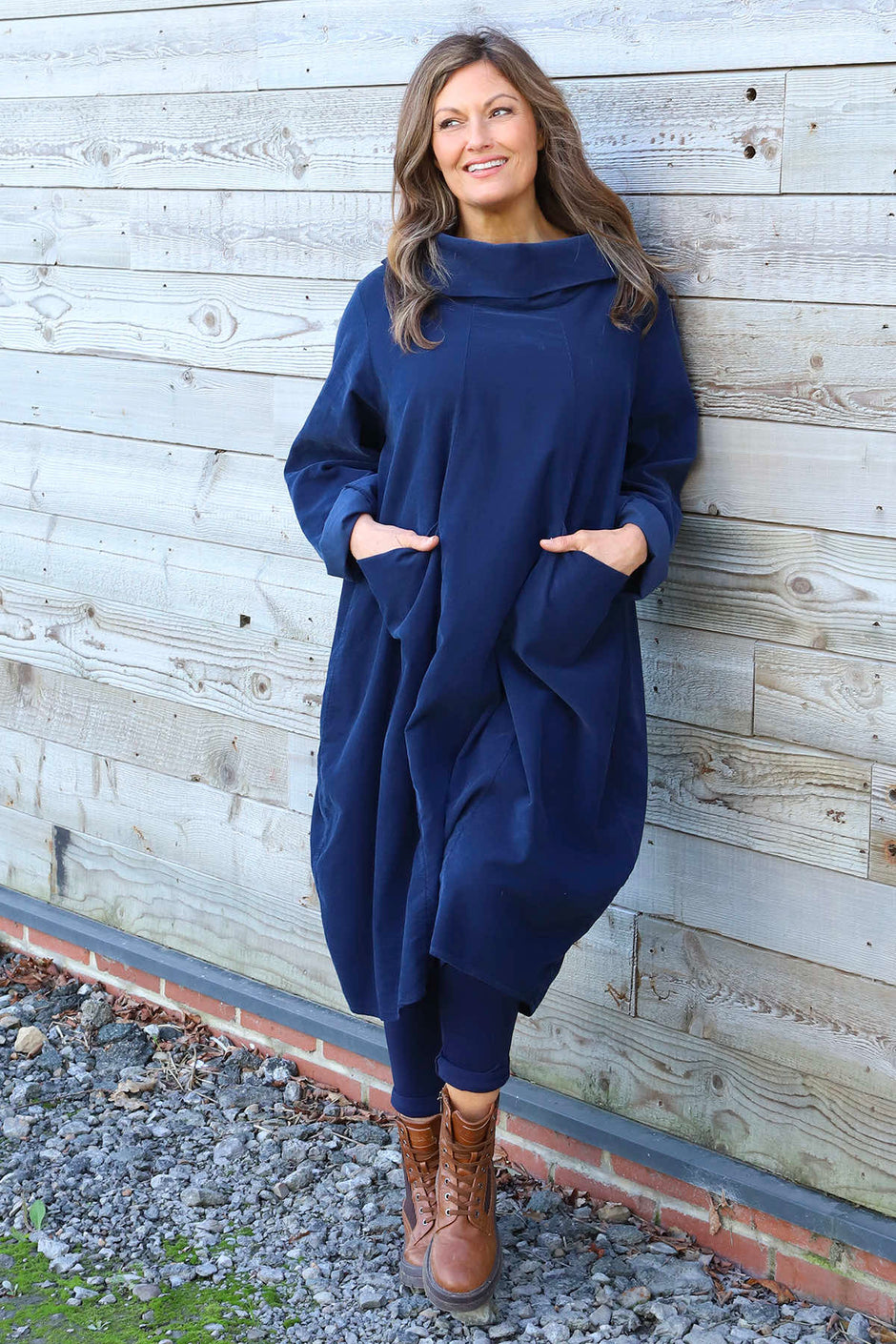 Christie Needlecord Dress Navy