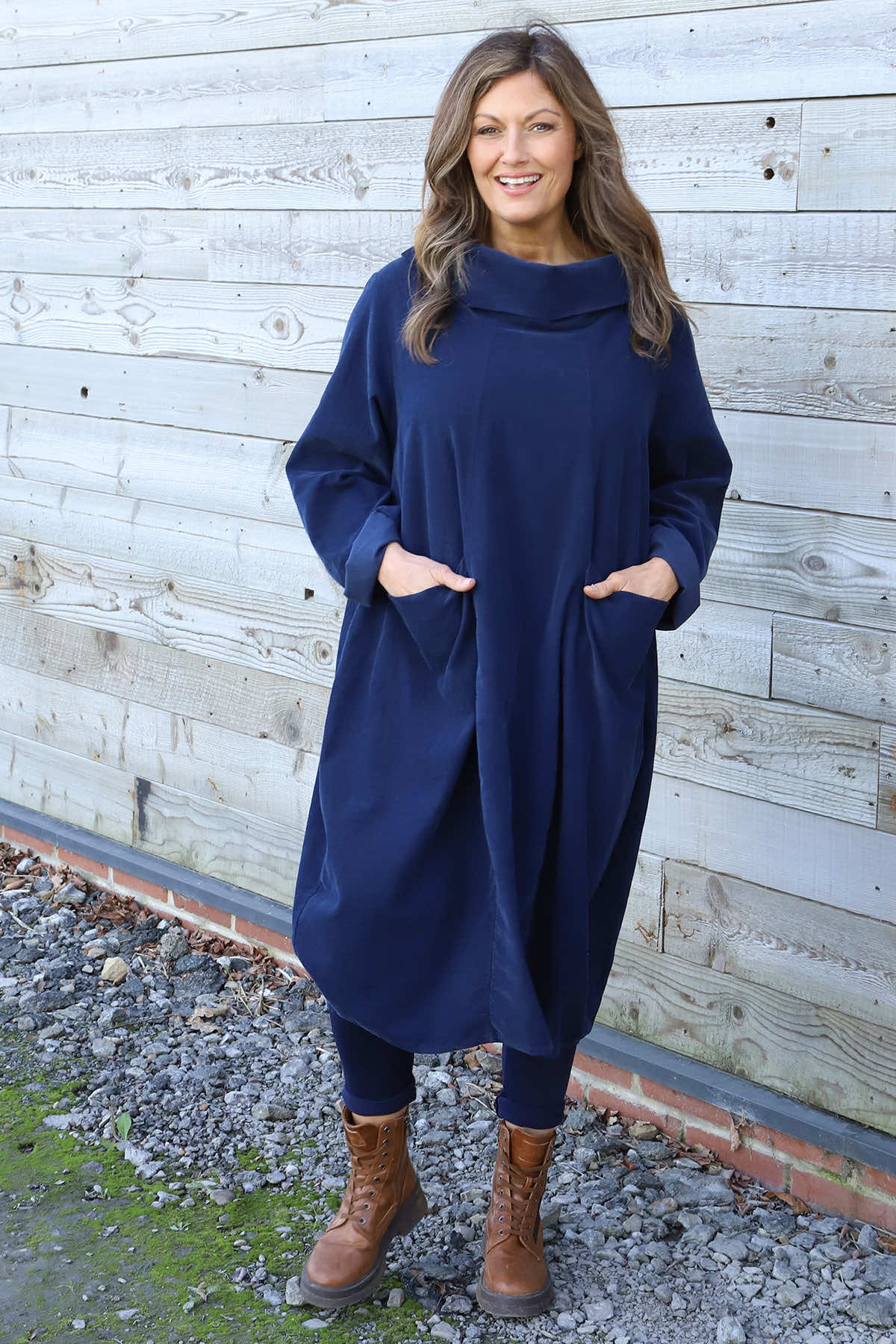 Christie Needlecord Dress Navy